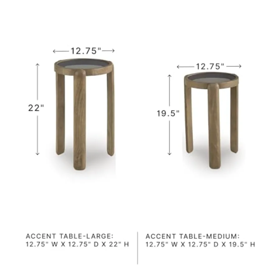 Round Nesting Mango Wood End Table Set of 2 view 3