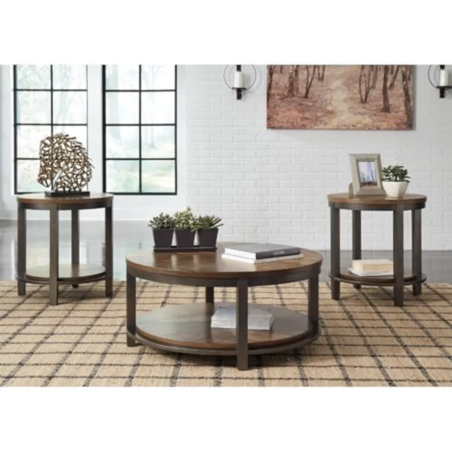 Roybeck 3-Piece Wood Coffee and End Table Set view 2