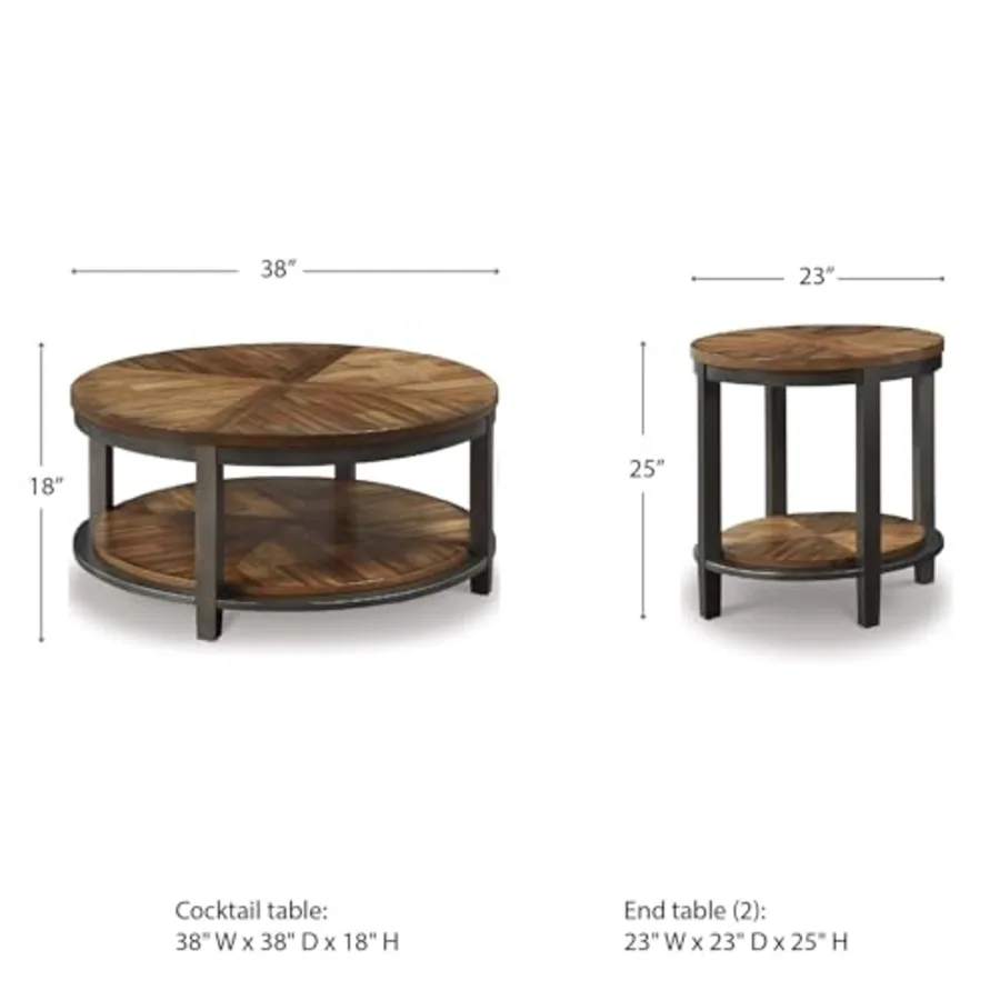 Roybeck 3-Piece Wood Coffee and End Table Set view 3