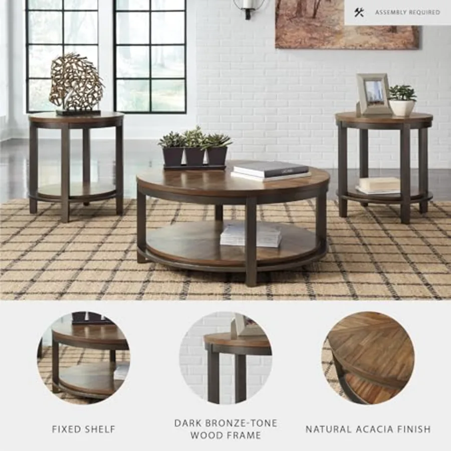 Roybeck 3-Piece Wood Coffee and End Table Set view 4