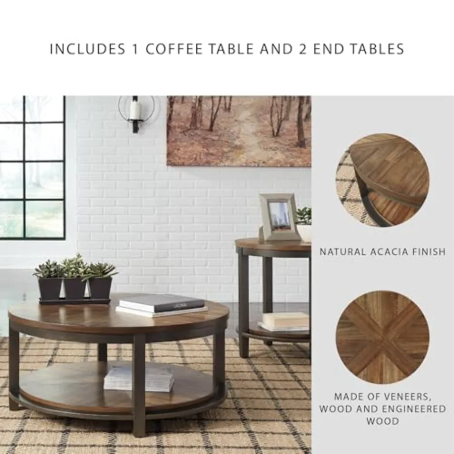 Roybeck 3-Piece Wood Coffee and End Table Set view 5