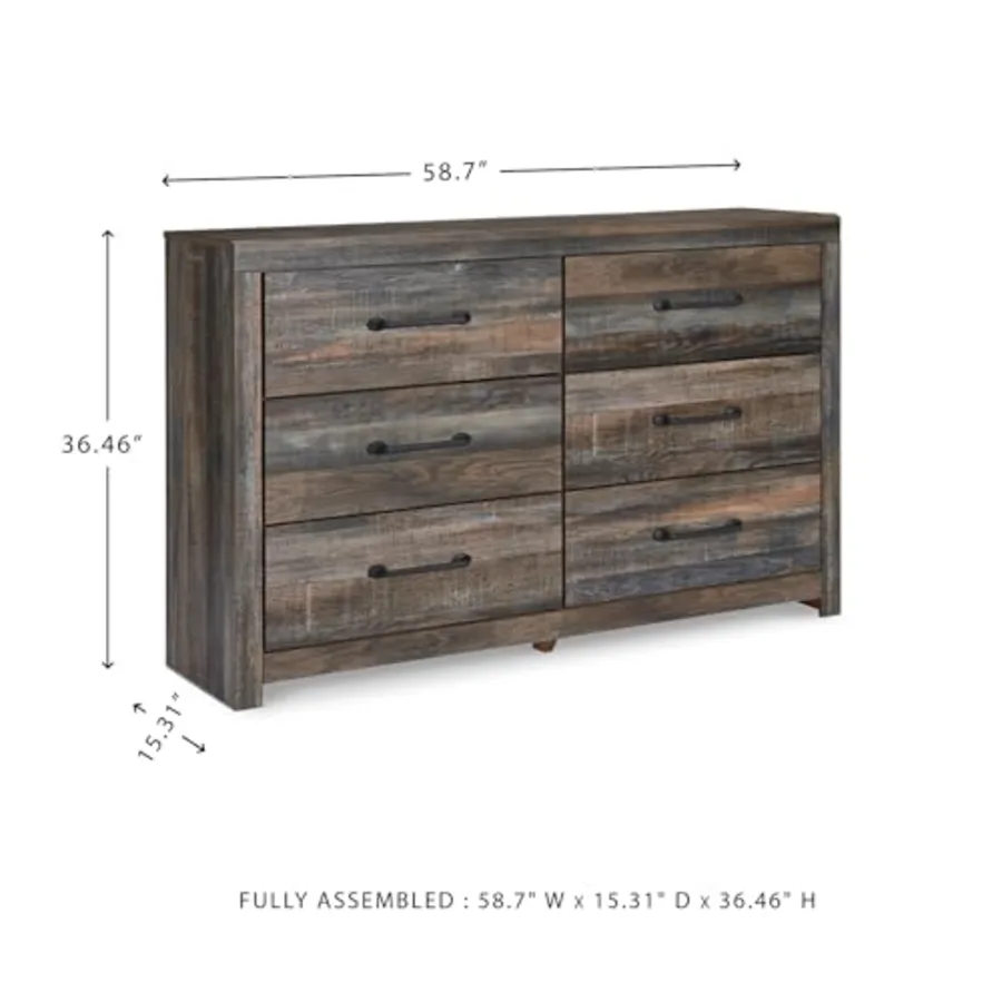 Rustic 6 Drawer Bedroom Dresser view 2