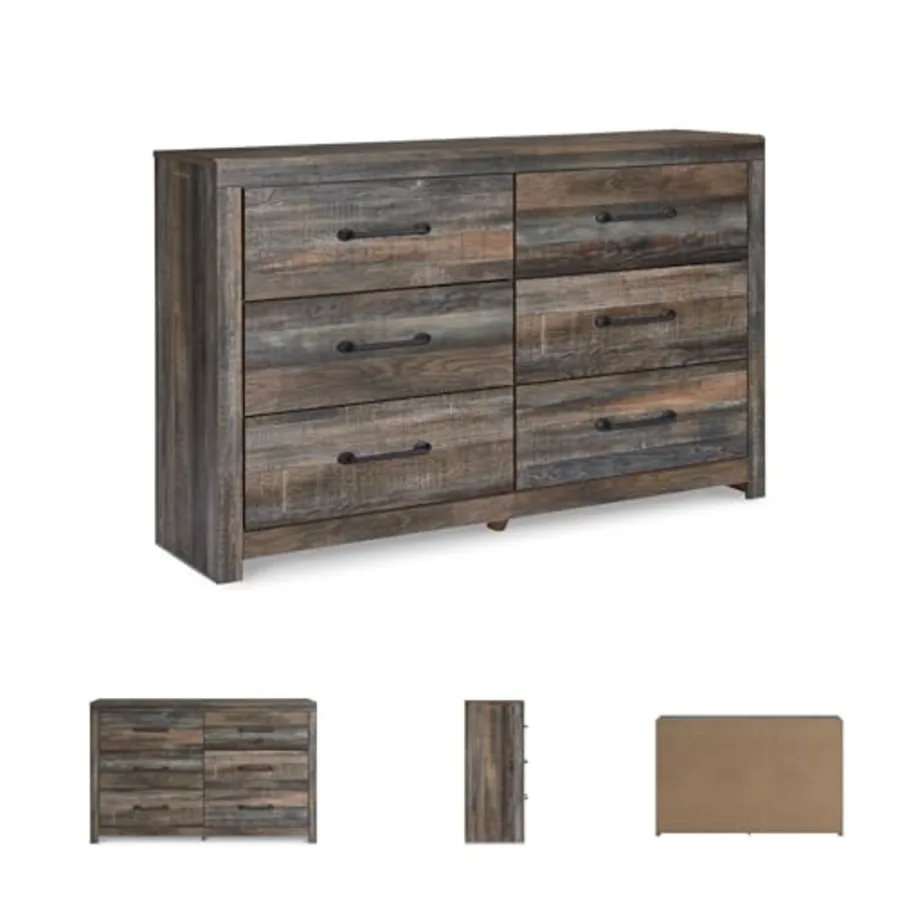 Rustic 6 Drawer Bedroom Dresser view 3