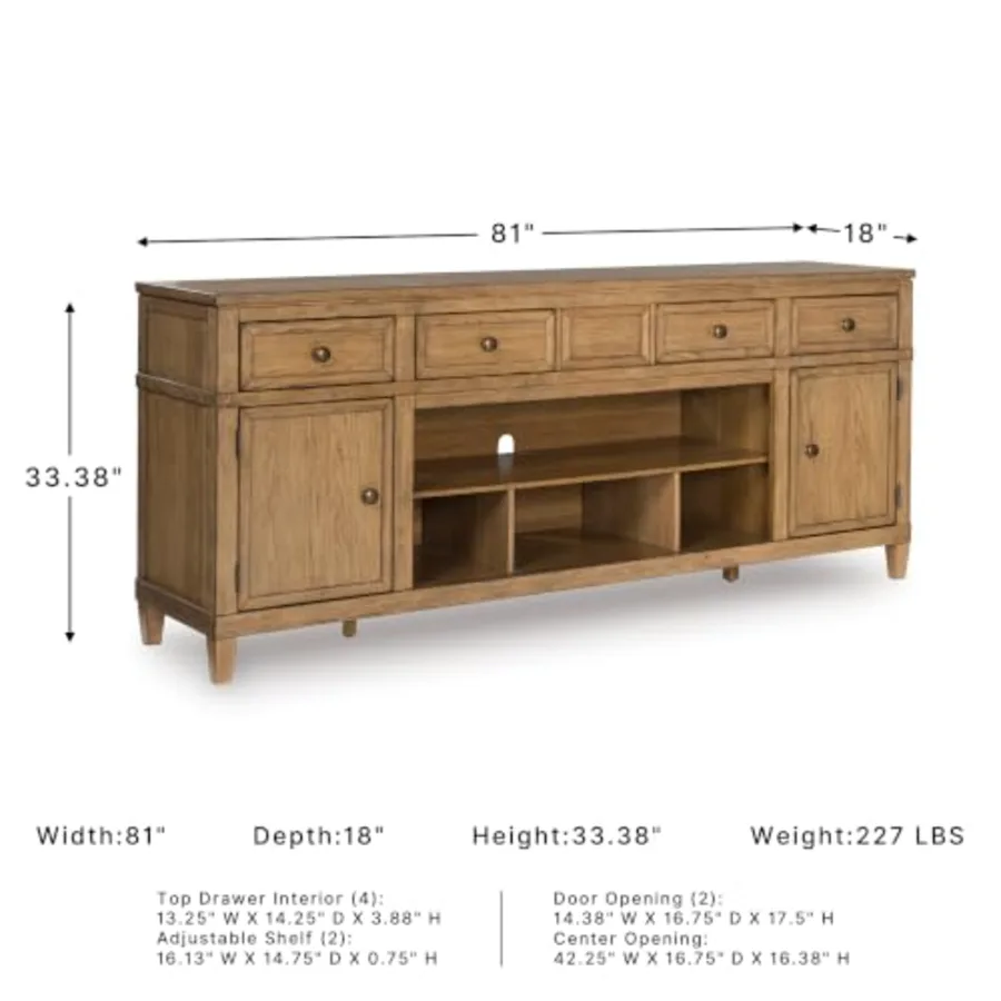 Sharlance 81" Wood TV Stand for TVs up to 93" view 2