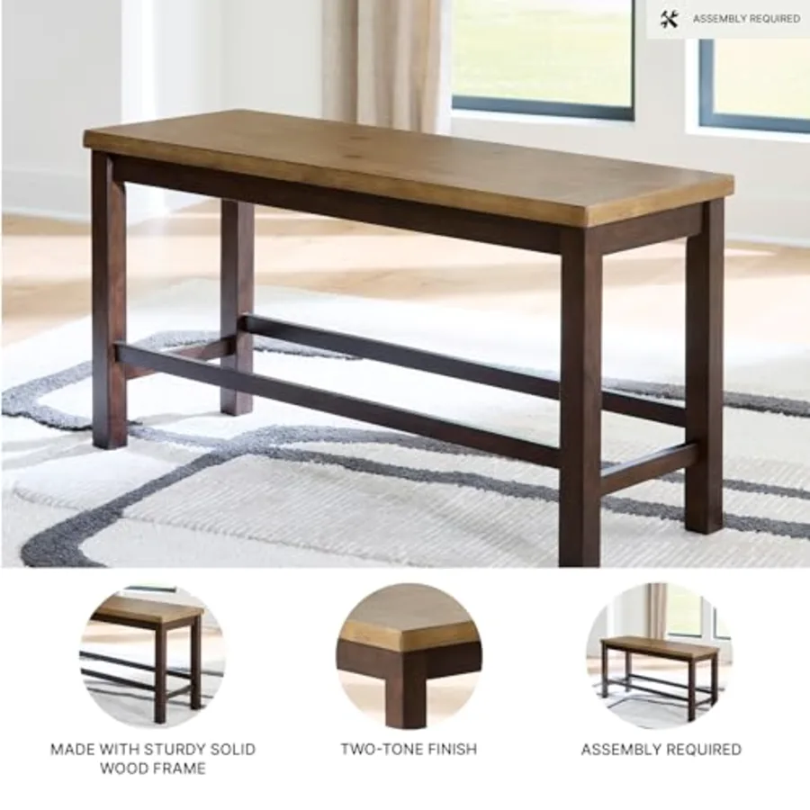 Sharlander Casual Counter Height Dining Bench with Foot Rest view 4