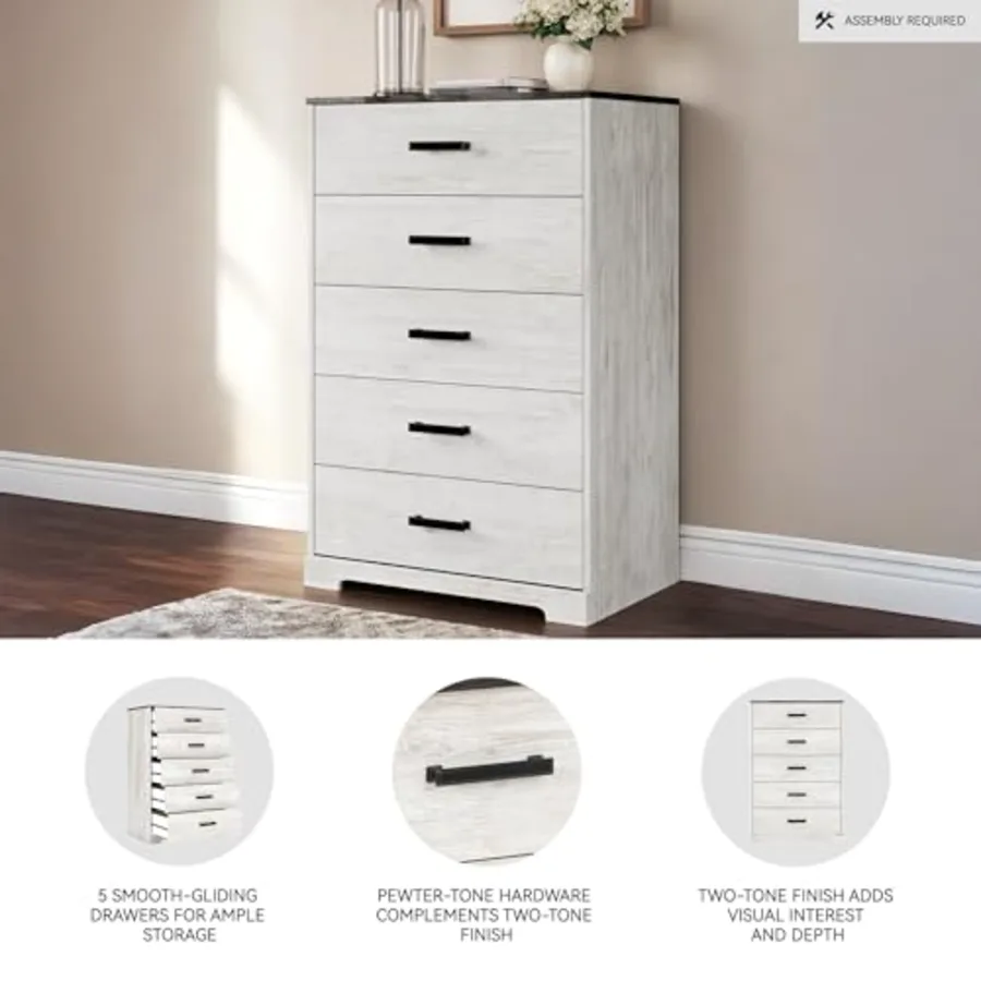 Shawburn Rustic 5 Drawer Chest of Smooth-Gliding Drawers view 4