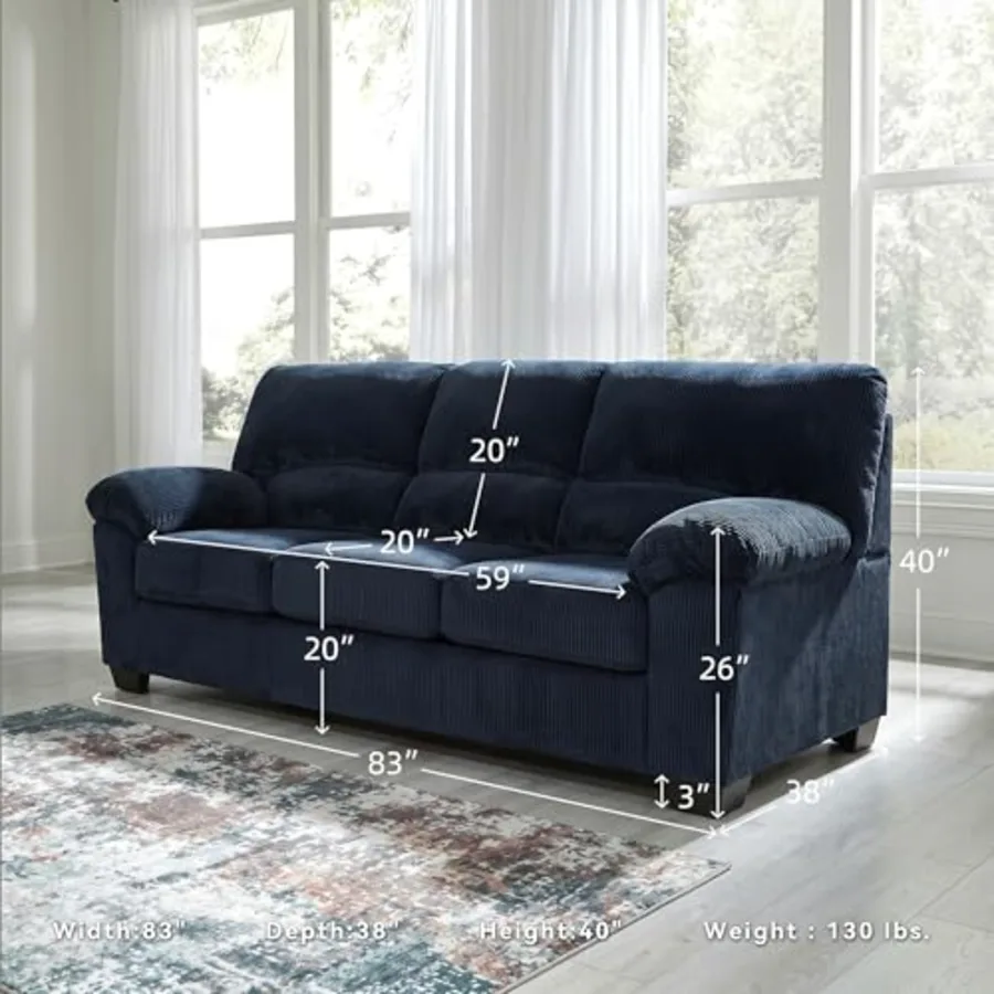 Sofa 83-in Navy Corduroy view 3