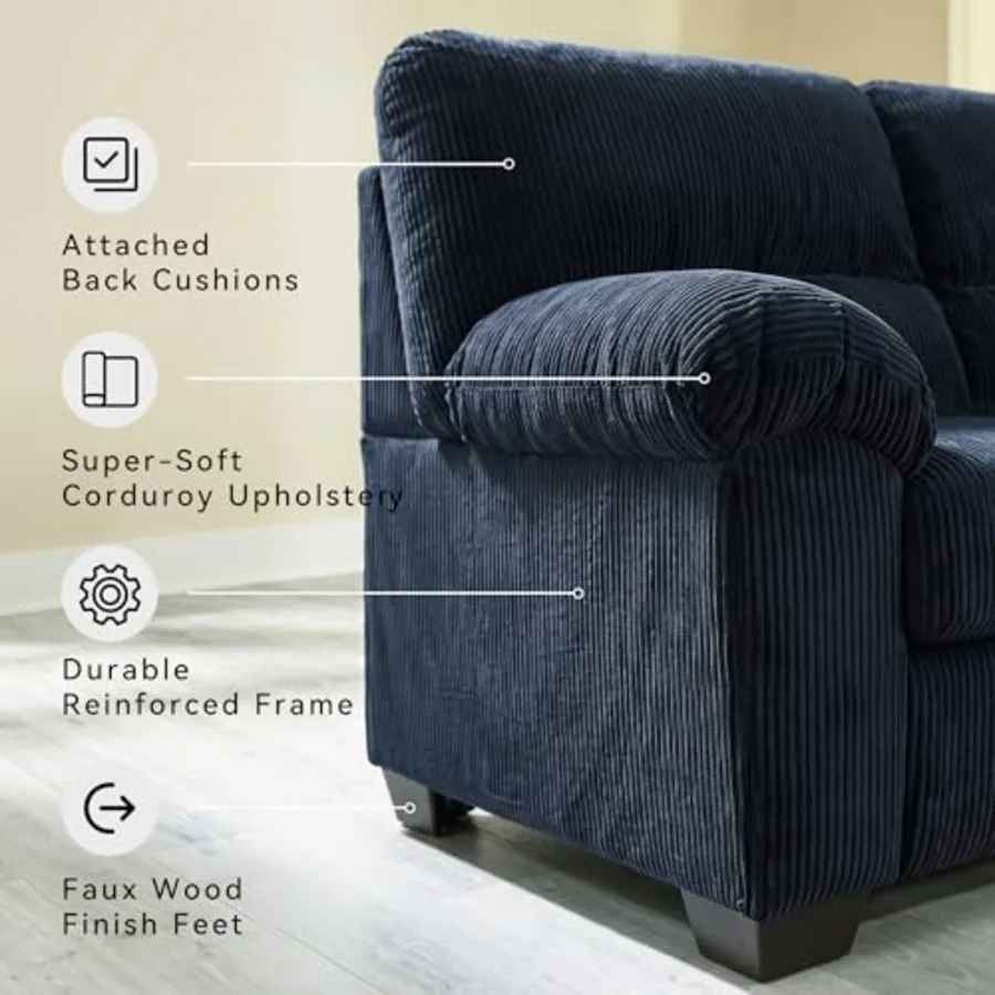 Sofa 83-in Navy Corduroy view 4