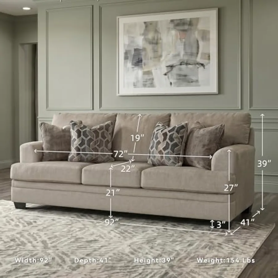 Sofa Couch Taupe Chenille view 2