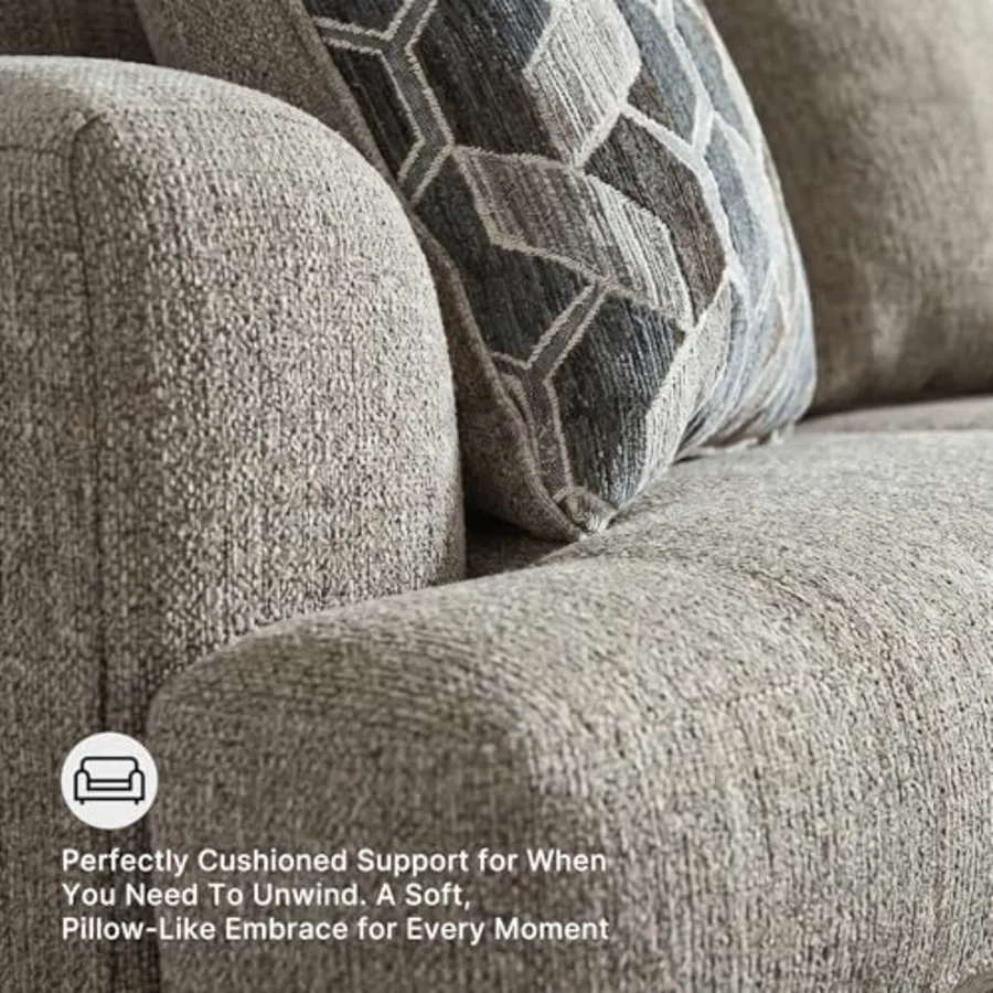 Sofa Couch Taupe Chenille view 4