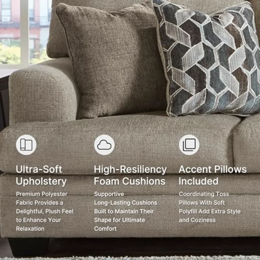 Sofa Couch Taupe Chenille view 5