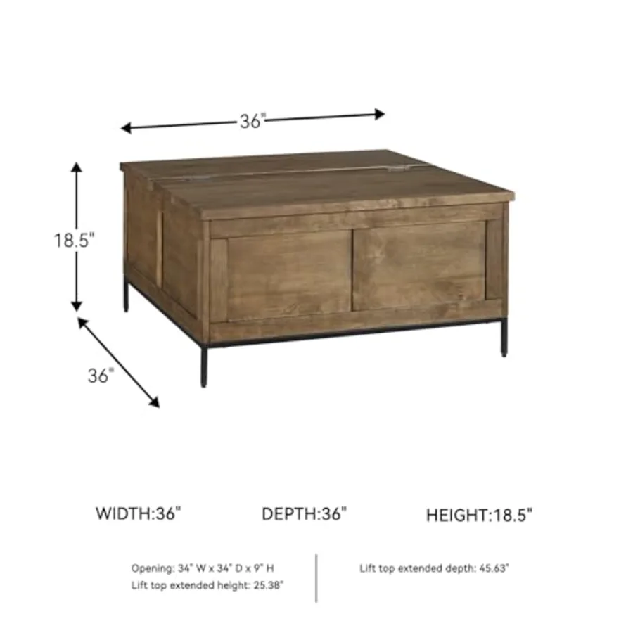 Square Lift-Top Coffee Table with Storage view 3