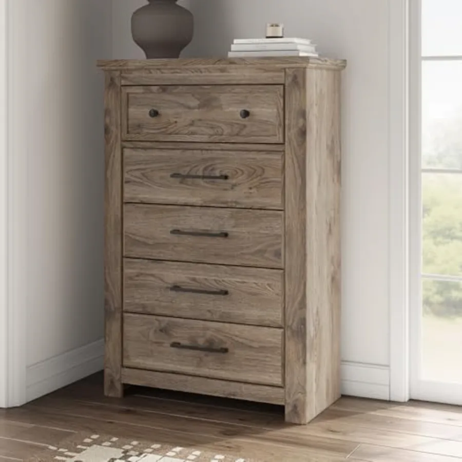 Stanziford Casual 5-Drawer Chest with Wood Finish view 2