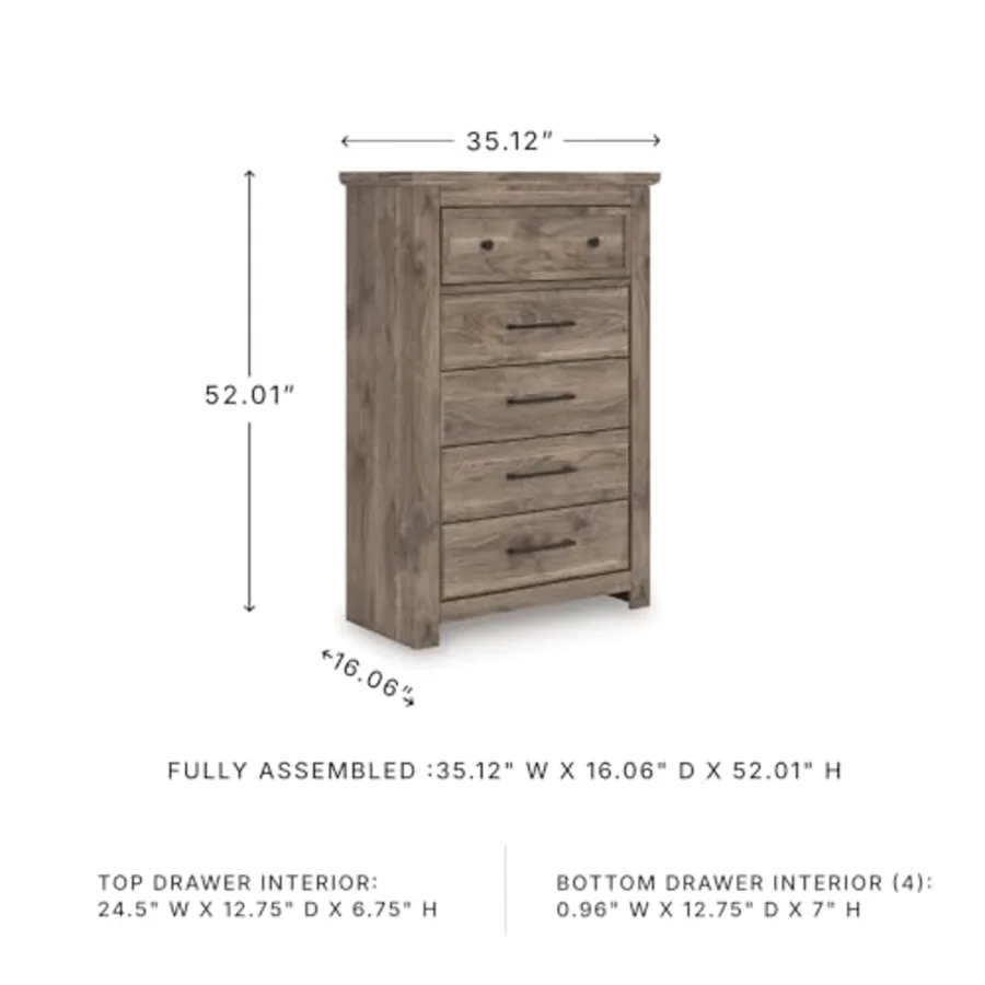 Stanziford Casual 5-Drawer Chest with Wood Finish view 3