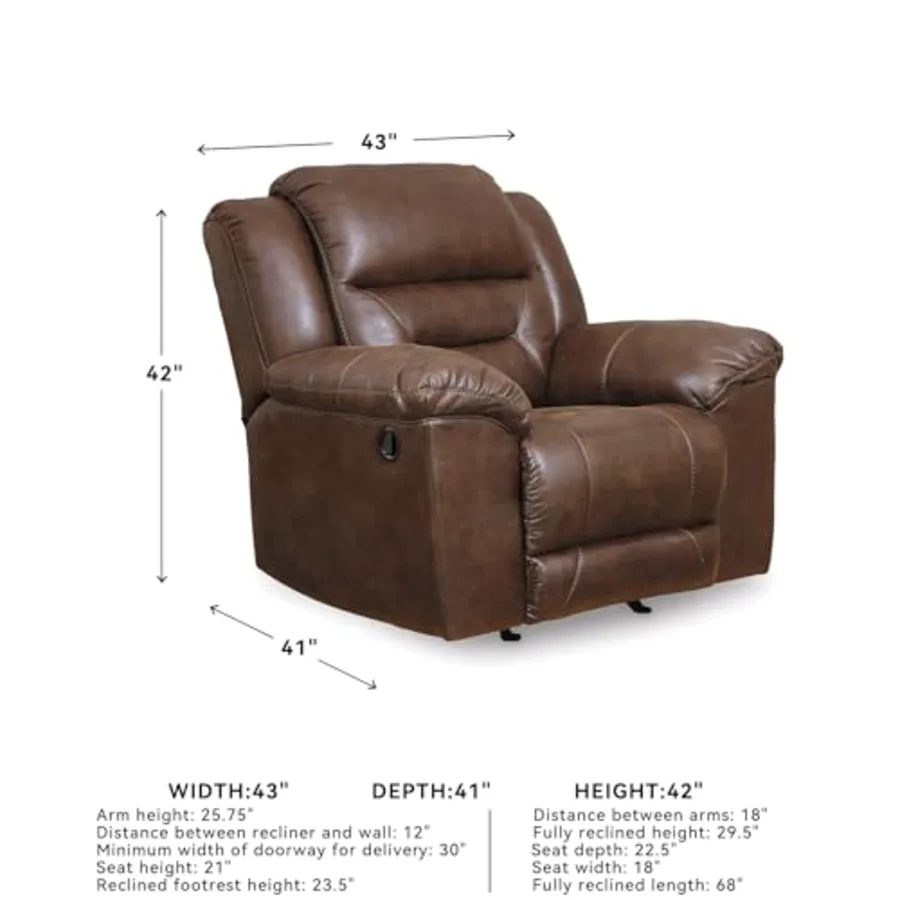 Stoneland Contemporary Faux Leather Rocker Recliner view 3
