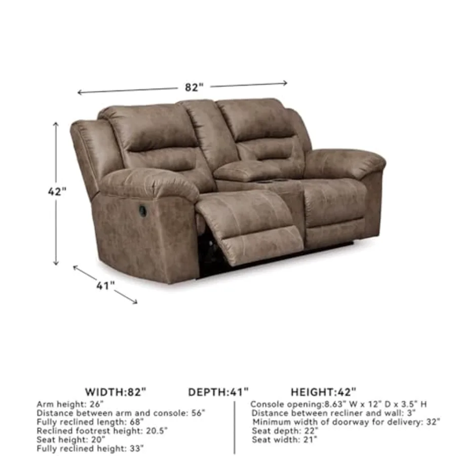 Stoneland Faux Leather Double Reclining Loveseat with Console view 2