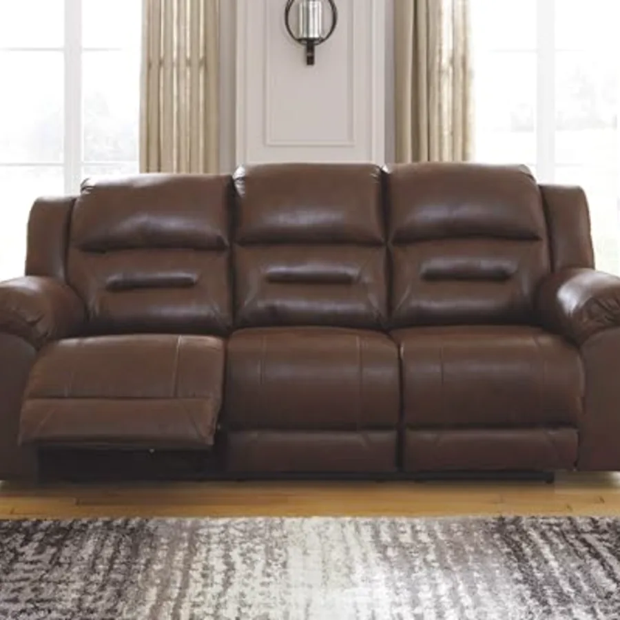 Stoneland Faux Leather Double Reclining Loveseat with Console
