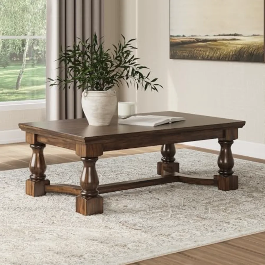 Sturlayne Transitional Coffee Table with Trestle Base view 2