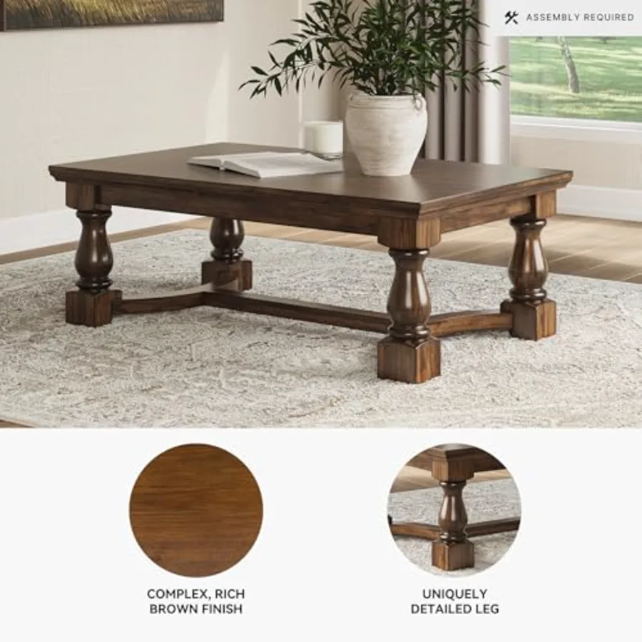 Sturlayne Transitional Coffee Table with Trestle Base view 4