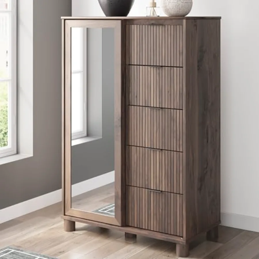 Symarro Casual Dressing 5-Drawer Chest with Walnut Finish view 2