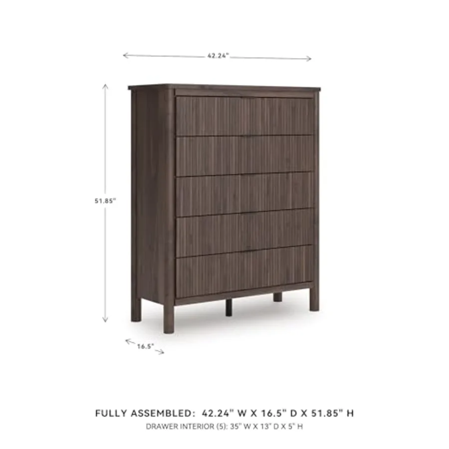 Symarro Vintage 5-Drawer Wide Chest with Easy Glide view 3