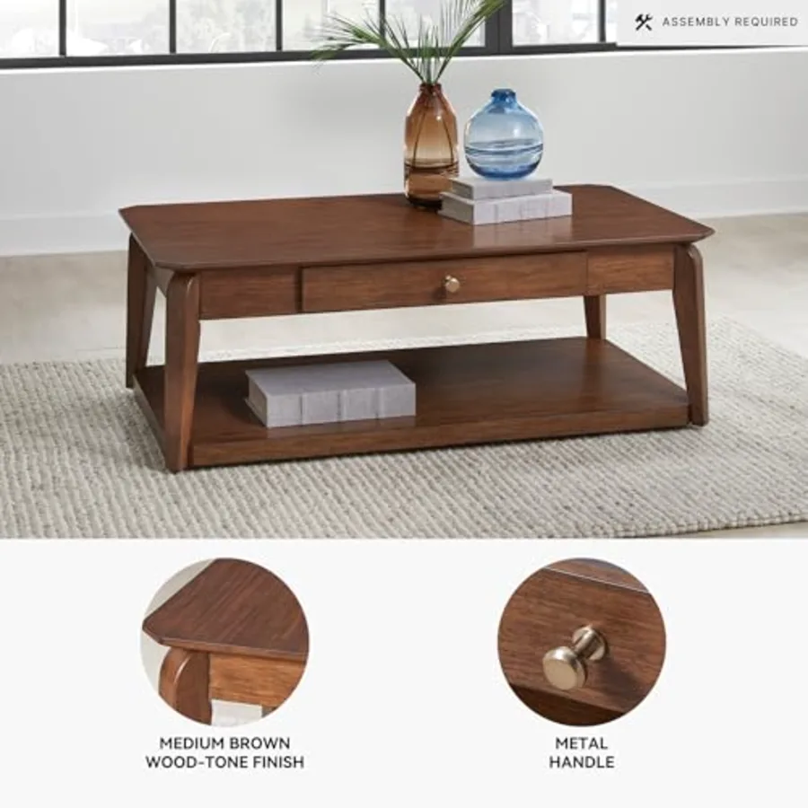 Trenmour Mid-Century Modern Coffee Table with 1 Drawer view 4