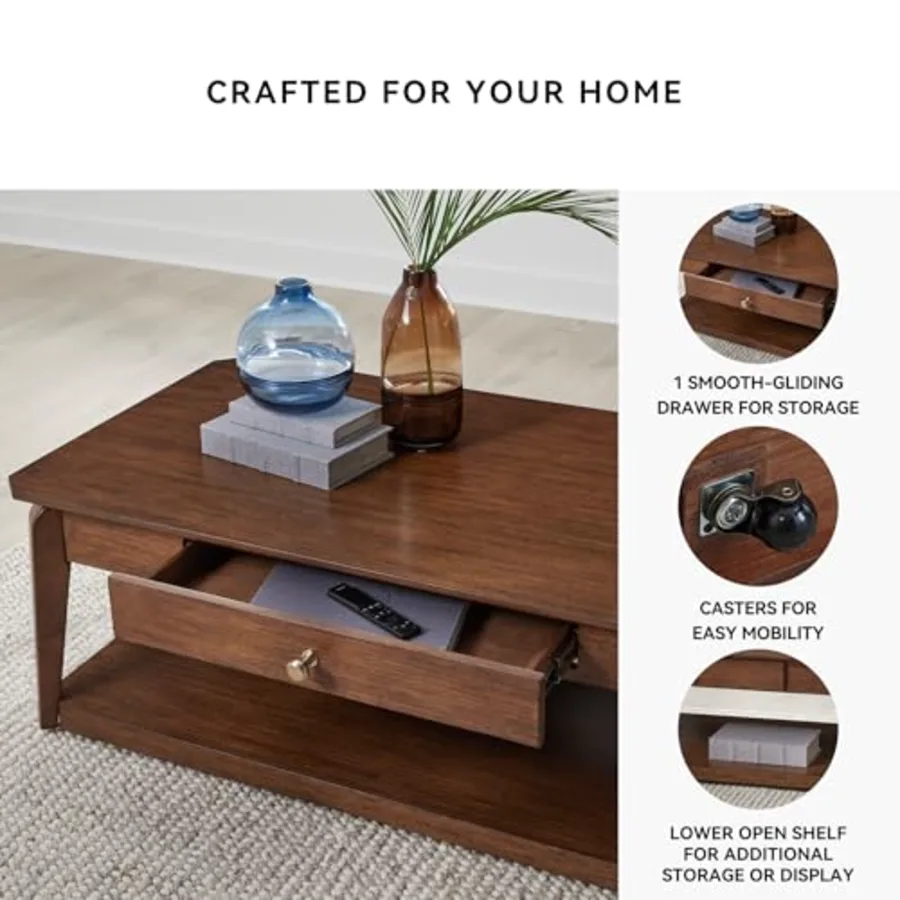 Trenmour Mid-Century Modern Coffee Table with 1 Drawer view 5