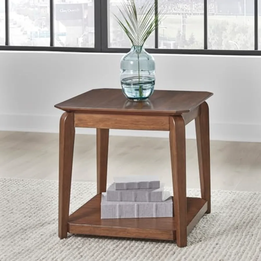 Trenmour Mid-Century Modern End Table with Lower Open Shlef view 2