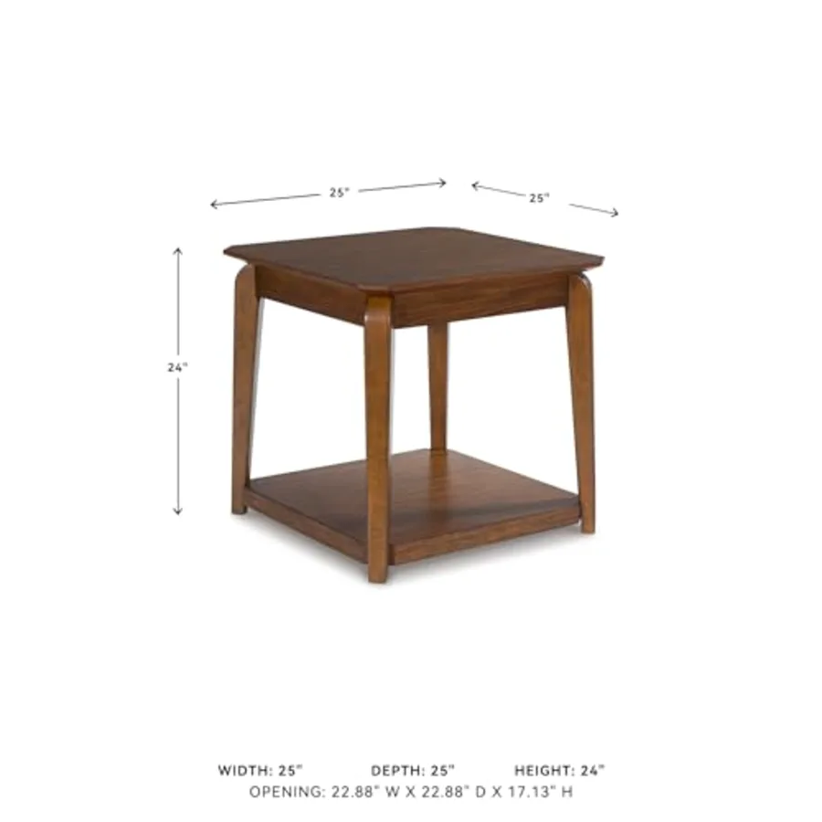 Trenmour Mid-Century Modern End Table with Lower Open Shlef view 3
