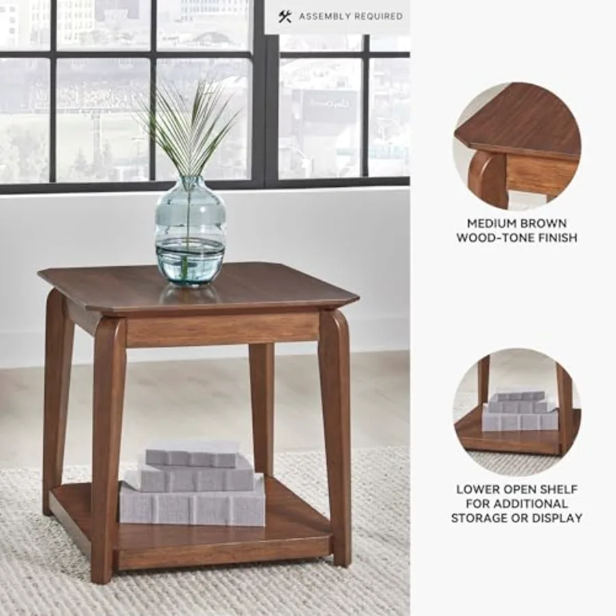Trenmour Mid-Century Modern End Table with Lower Open Shlef view 4