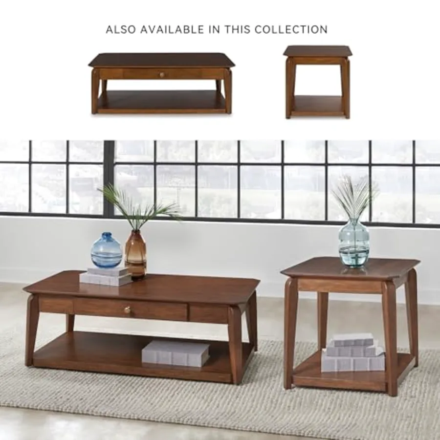 Trenmour Mid-Century Modern End Table with Lower Open Shlef view 5