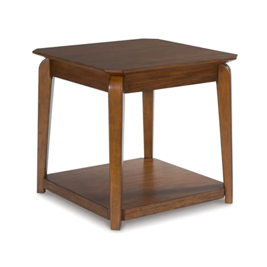 Trenmour Mid-Century Modern End Table with Lower Open Shlef