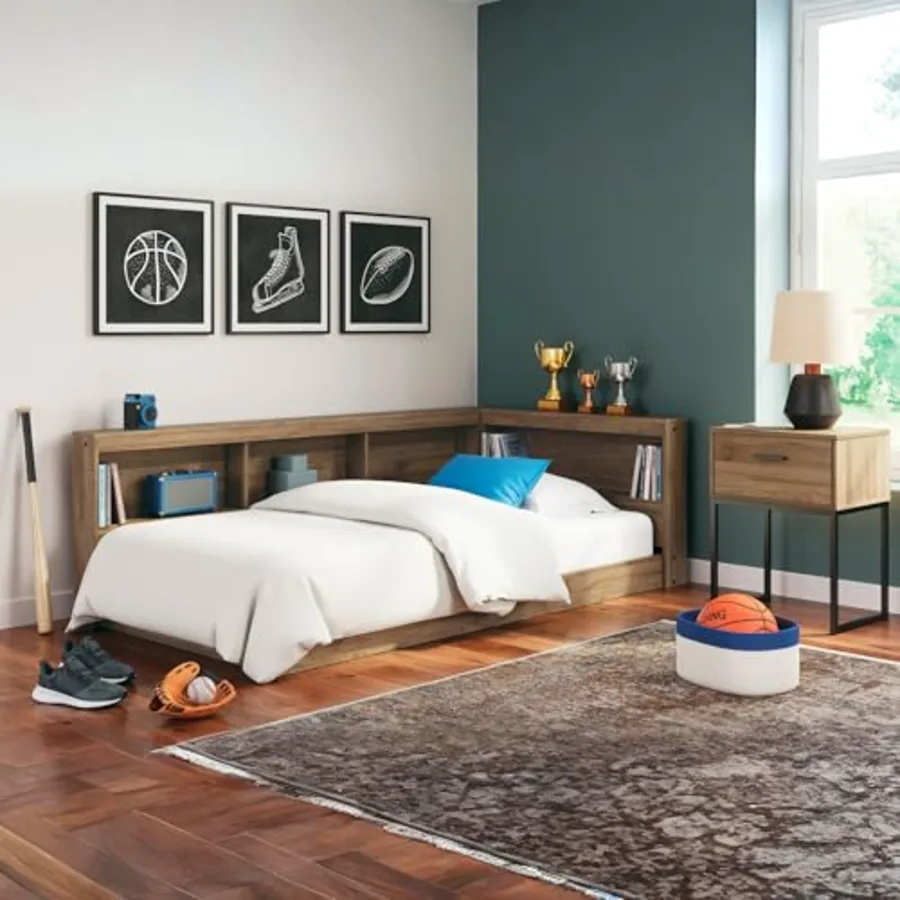 Twin Bookcase Storage Platform Bed view 2