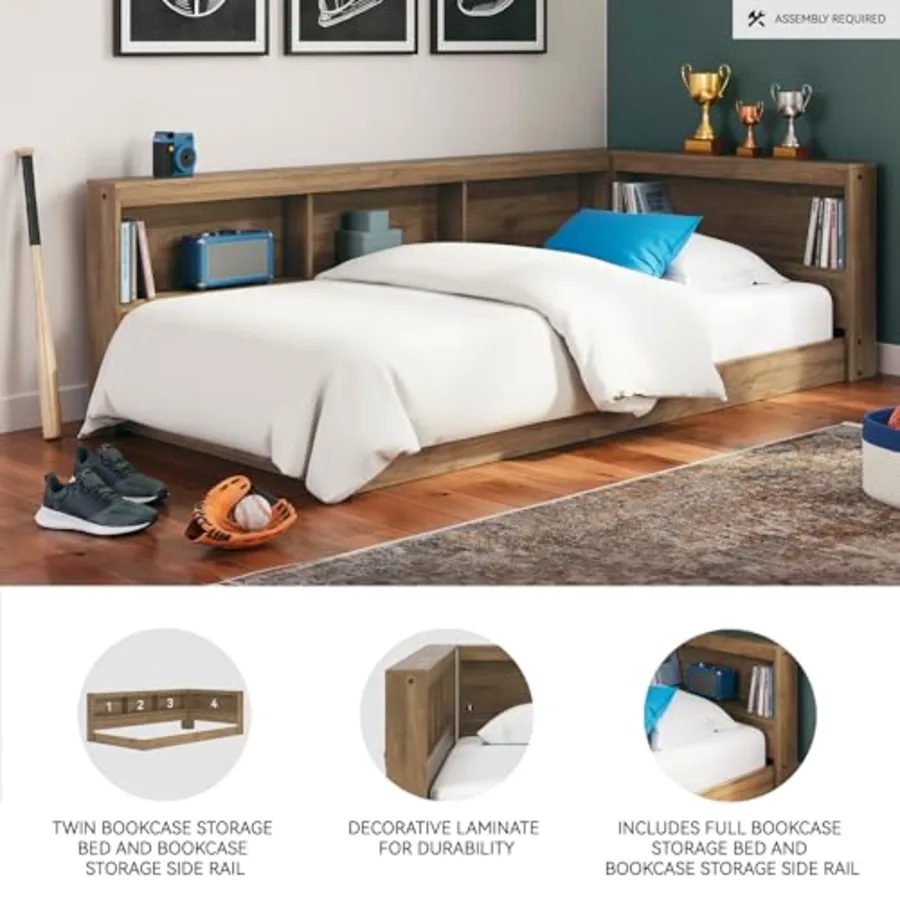 Twin Bookcase Storage Platform Bed view 4