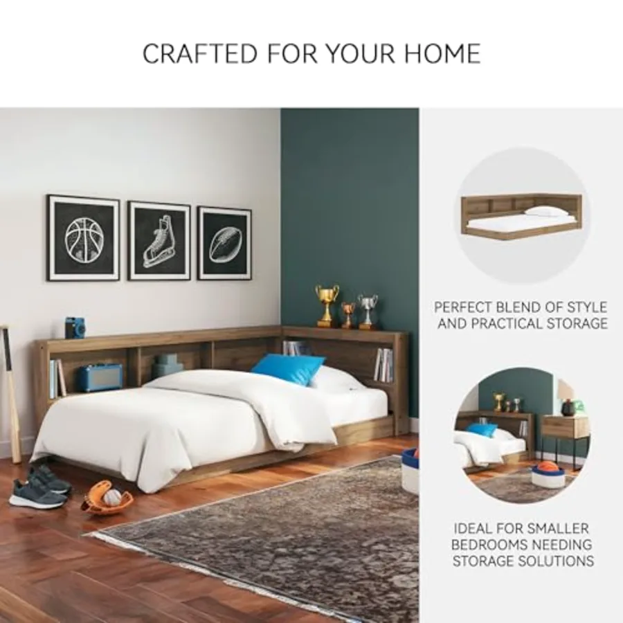 Twin Bookcase Storage Platform Bed view 5