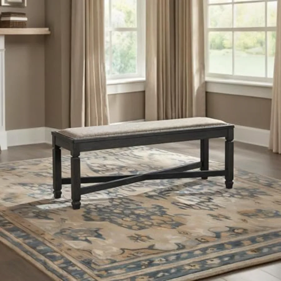 Tyler Creek Farmhouse Upholstered Dining Room Bench view 2