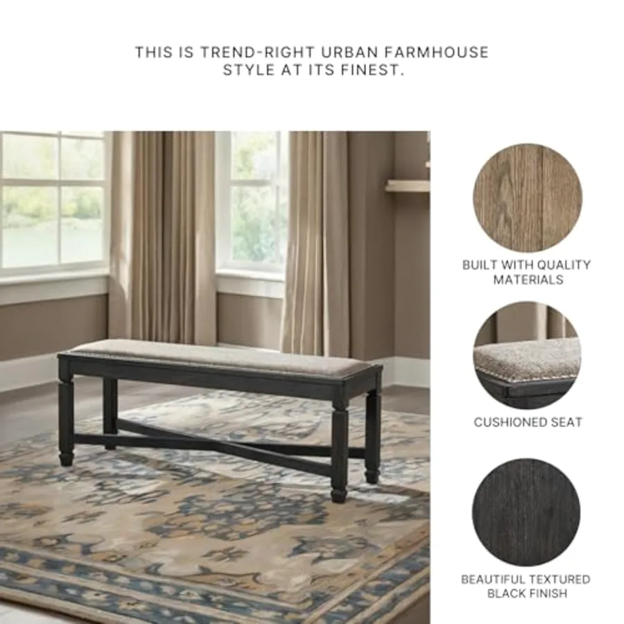Tyler Creek Farmhouse Upholstered Dining Room Bench view 5