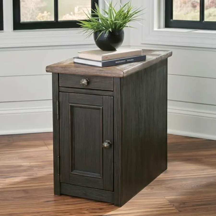 Tyler Creek Rustic Chair Side End Table with Pull-Out Tray & view 2
