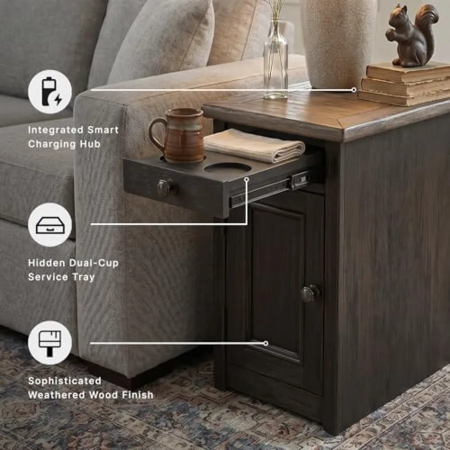 Tyler Creek Rustic Chair Side End Table with Pull-Out Tray & view 4