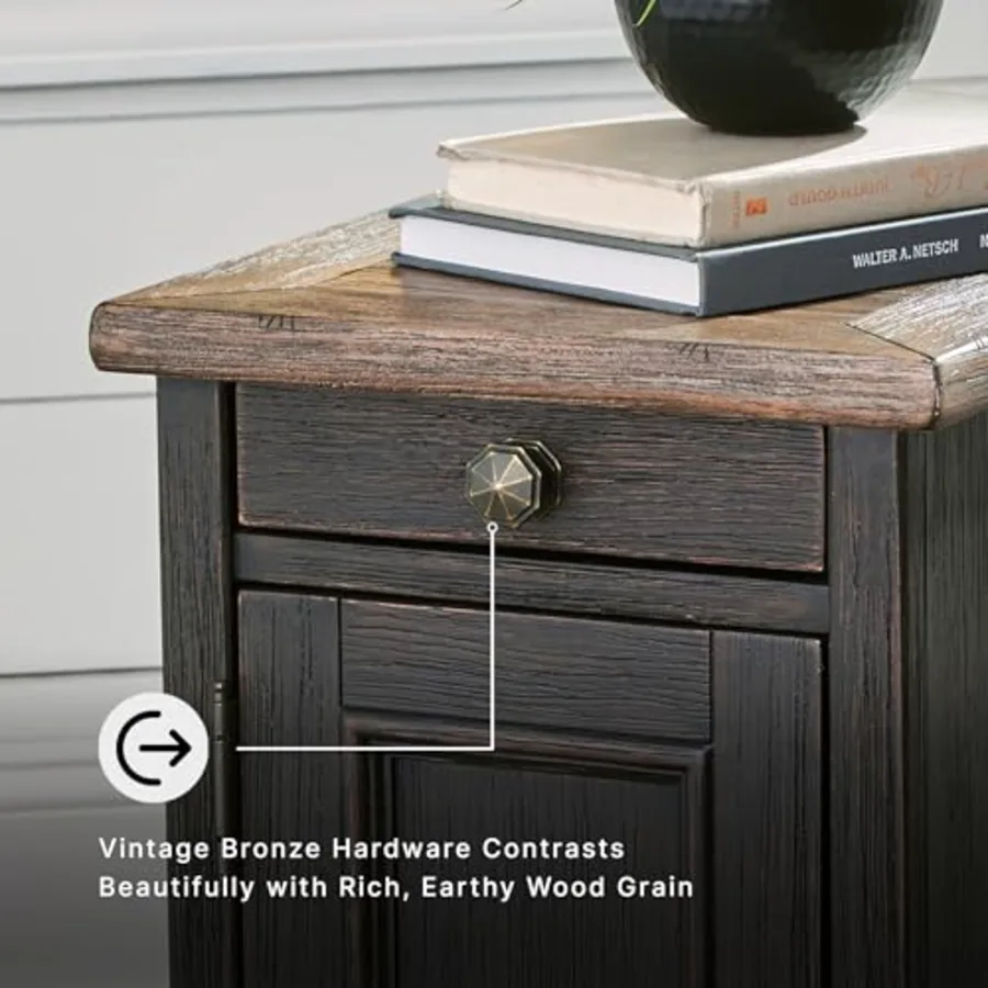 Tyler Creek Rustic Chair Side End Table with Pull-Out Tray & view 5