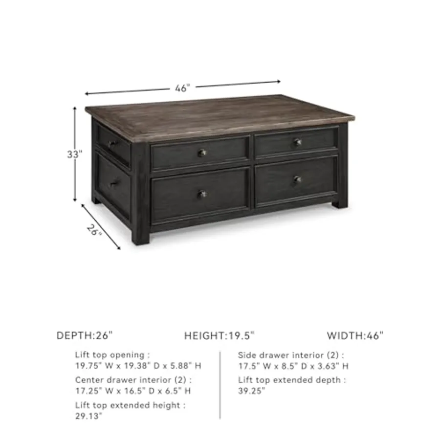 Tyler Creek Rustic Farmhouse Lift Top Coffee Table view 2