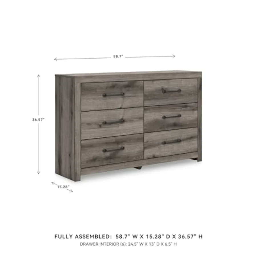 Urbanoore Rustic 6-Drawer Dresser with Safety Stop view 3