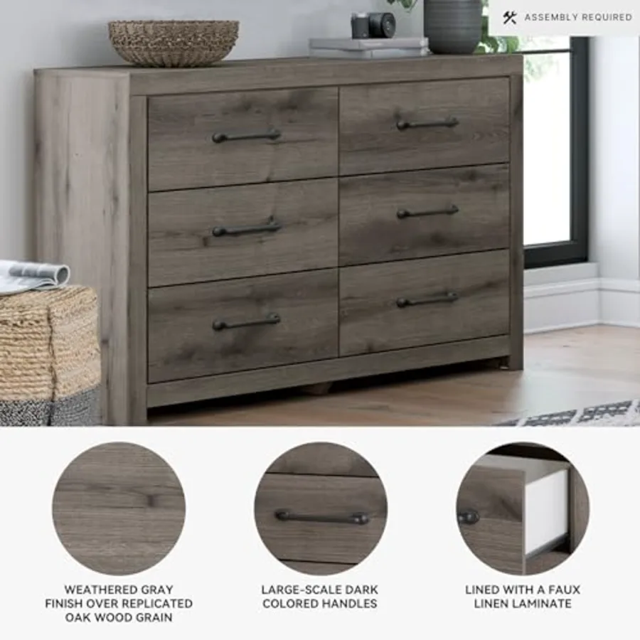 Urbanoore Rustic 6-Drawer Dresser with Safety Stop view 4