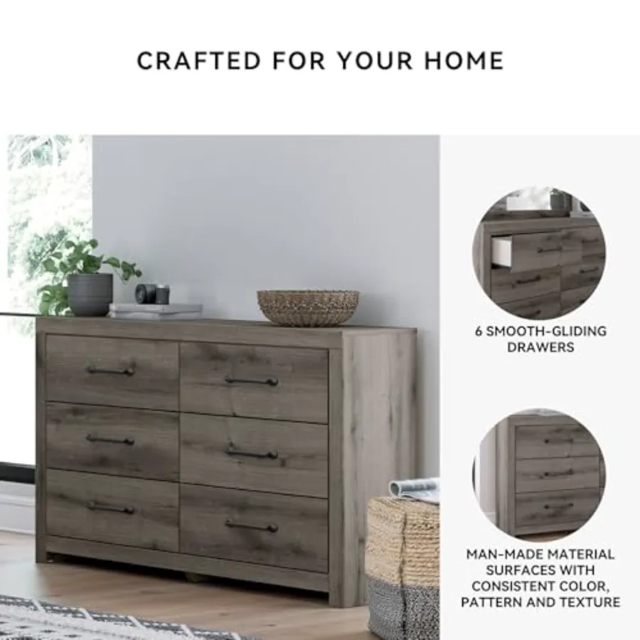 Urbanoore Rustic 6-Drawer Dresser with Safety Stop view 5