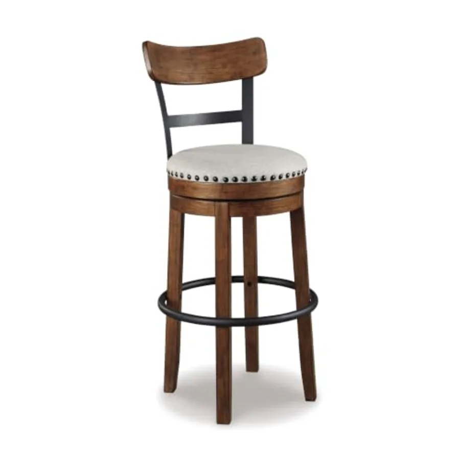 Valebeck 30″ Farmhouse Pub-Height Swivel Barstool With Back