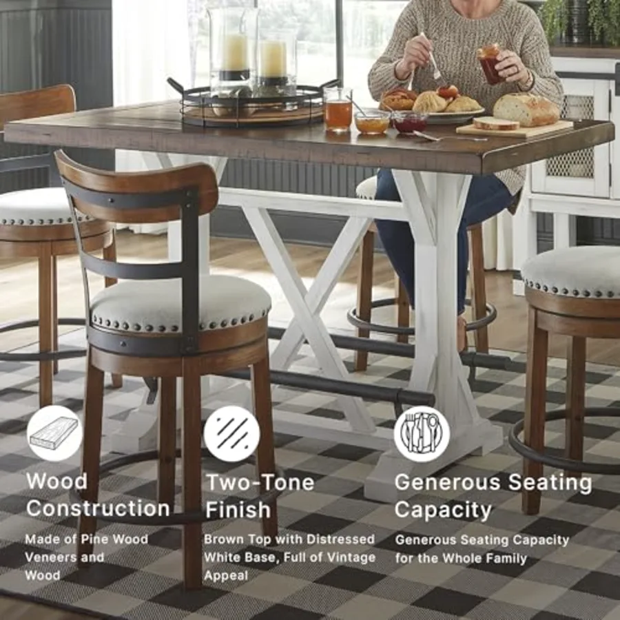 Valebeck 36″ Counter-Height Rustic Farmhouse Dining Table view 4