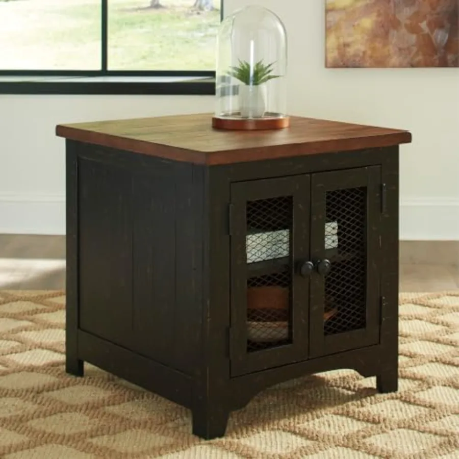 Valebeck Farmhouse Rectangular End Table with Storage view 2