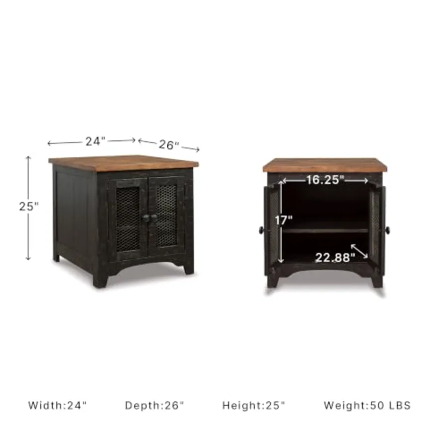 Valebeck Farmhouse Rectangular End Table with Storage view 3