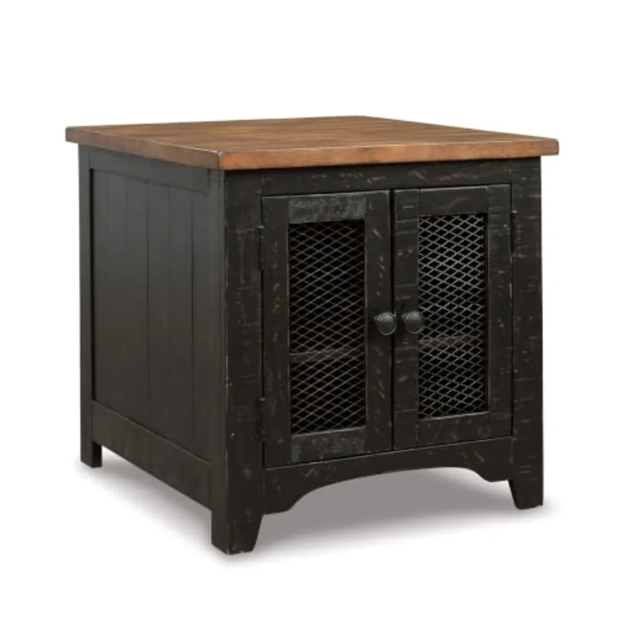 Valebeck Farmhouse Rectangular End Table with Storage