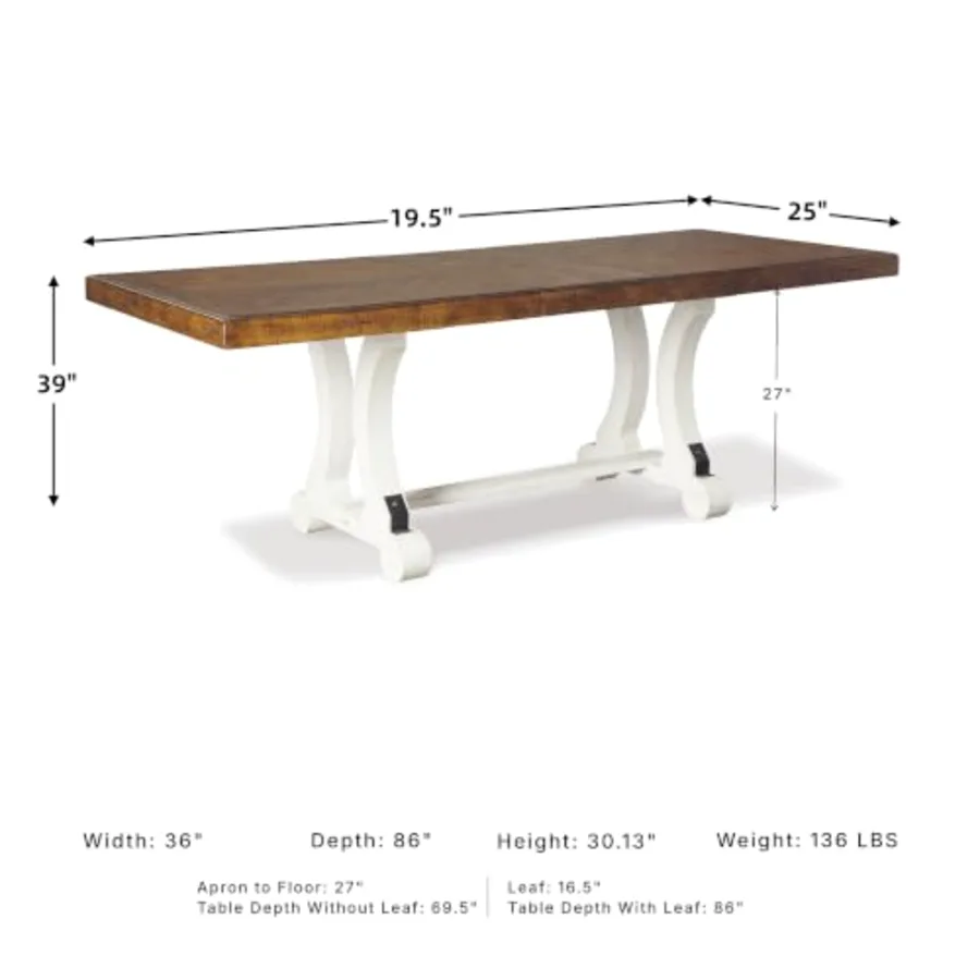 Valebeck Farmhouse Rectangular Extension Dining Table view 3